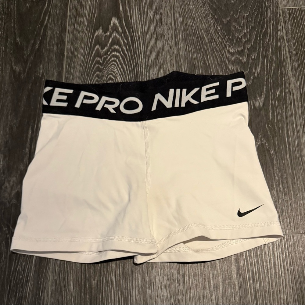 Nike Women's Black and White Pro Athletic Shorts